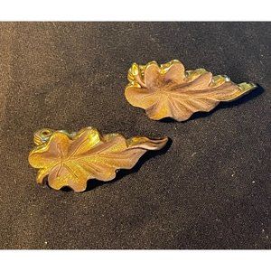 Vintage Napier Brushed Gold Leaf Clip Earrings